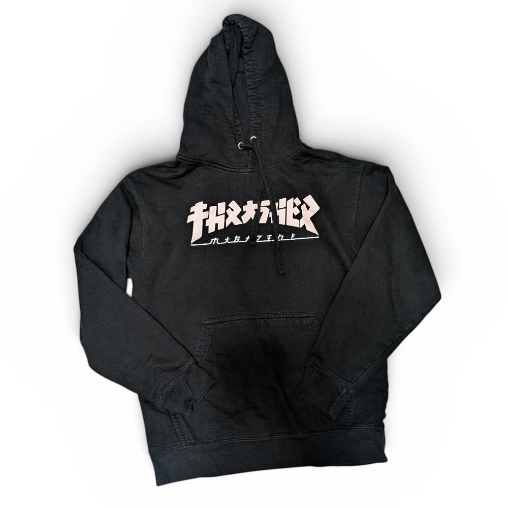 Skater Y2K Thrasher Godzilla Hoodie With Japanese Inspired Pink Graphic Logo